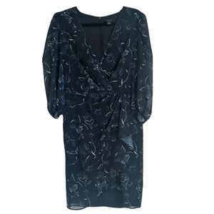 Halogen Black Floral Long Sleeve Dress
